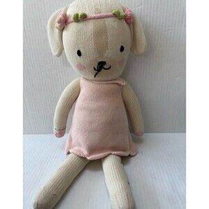 Cuddle + Kind Charlotte Dog 20” Large Plush Doll Knit Pink Dress Flower Headband
